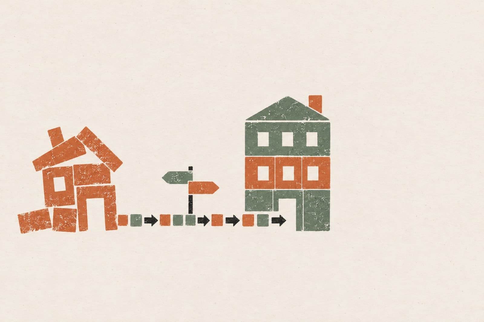 Block-print illustration for websites, seo and ai search